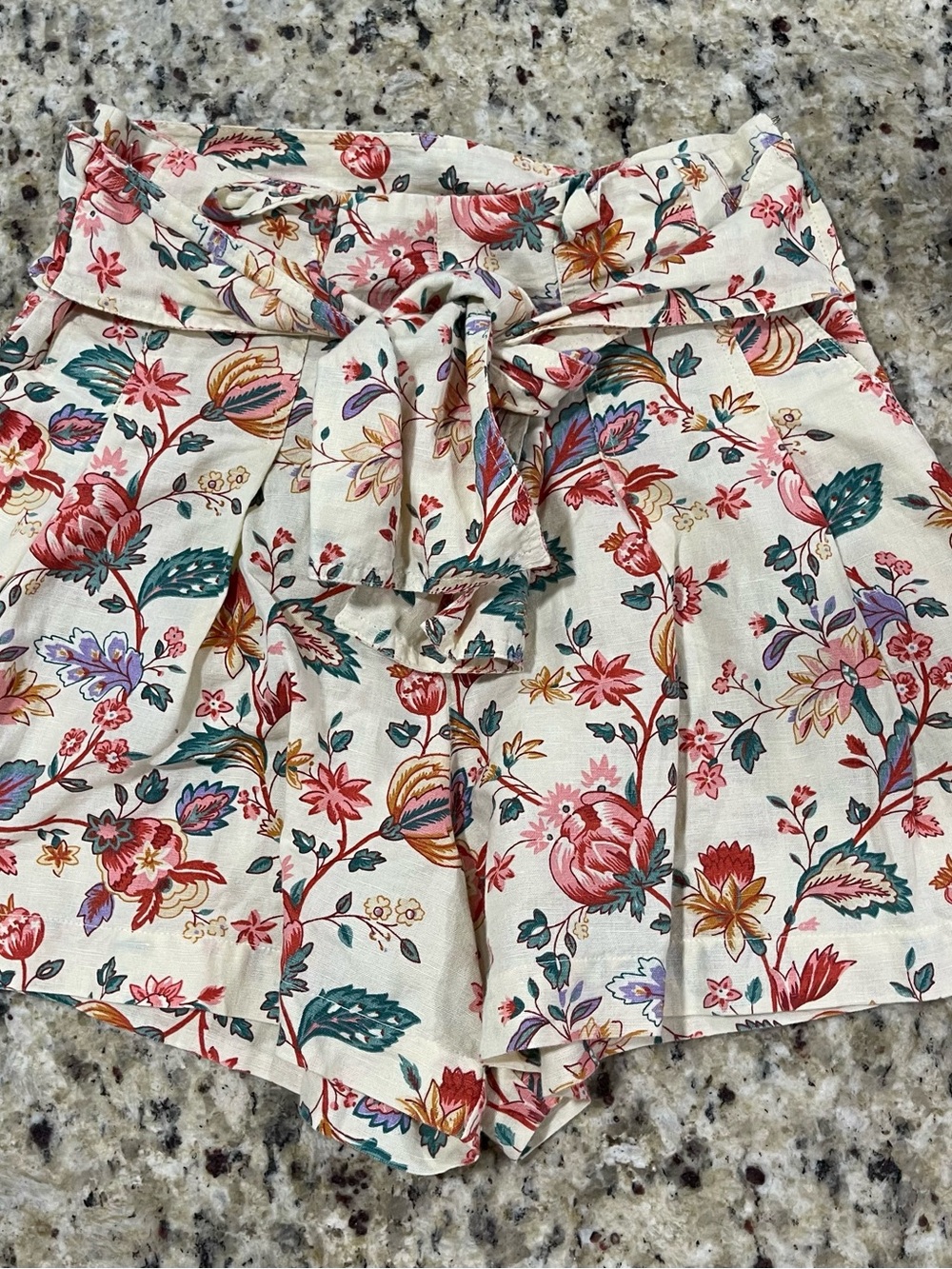 Sezane Cream Off-Shoulder Blouse with Floral Print